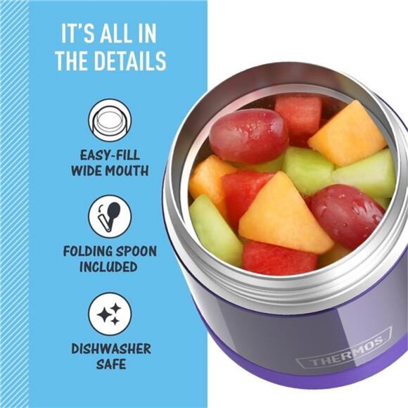 Insulated Food Jar – 10 Ounce, Purple – Kid Friendly Food Jar - Picture 4 of 6